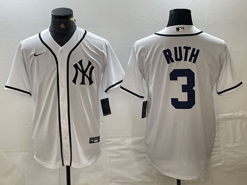 Men New York Yankees #3 Ruth White Third generation joint name Nike 2024 MLB Jersey style 1->new york yankees->MLB Jersey